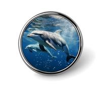 Cute Dolphins Round Badge Personalized Metal Lapel Pin Badges Fit Clothing Bags Hat Humorous Printed Brooch Badge Party Decorations Accessories for Men Women