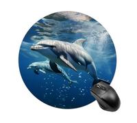 Cute Dolphins Round Mouse Pad Smooth Glide Gaming Mousepad Extra Density Portable Comfortable Mouse Mat for Desk, Home, Office 7.8x7.8 Inches