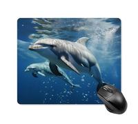 Cute Dolphins Square Mouse Pad Portable Computer Mousepad with Non-Slip Rubber Base 18 * 22cm Ultra-Thin Gaming Mouse Mat for Computer Laptop Office Desk Accessories