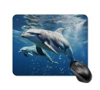 Cute Dolphins Square Mouse Pad Portable Computer Mousepad with Non-Slip Rubber Base 20 * 25cm Ultra-Thin Gaming Mouse Mat for Computer Laptop Office Desk Accessories