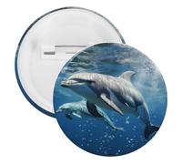 Cute Dolphins Tinplate Badge Personalized Round Brooch Large Craft Button Suitable for Teachers, Nurses, Doctors, Staff, Party Gift Accessories, 5PCS, Plastic, plastics