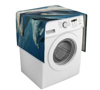Cute Dolphins Washing Machine Cover with Storage Pockets Washer Dryer Top Dust Cover 54.3" X 20.5" Refrigerator Kitchen Protective Pads Home Decor