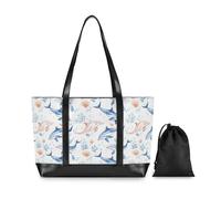 Cute Dolphins Waterproof Bag With Laptop with Zipper Work Tote Bags for Women for Women Work with Lunch bolso para laptop mujer
