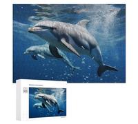 Cute Dolphins Wooden Puzzles for Adults 300 PCS Unique Shape Puzzles Wall Art Home Decor for Puzzle Lovers, Family, Friend Creative Gift Toys