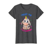 Cute Donkey and a Unicorn with Rainbow Vintage Ranch T-Shirt, Women, Dark Heather Grey, Medium