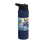 Cute Donkey and Blue Hydrangea Flowers Watercolor Art Stainless Steel Insulated Water Bottle