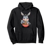 Cute Donkey Eating Ramen Japanese Kawaii Farm Noodles Pullover Hoodie