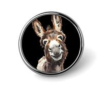 Cute Donkey Face Round Badge Pin Metal Memorial Brooch Button Lapel Pins for Backpack Wedding