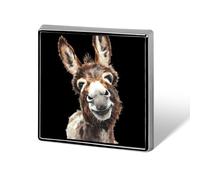 Cute Donkey Face Square Badge Pin Metal Memorial Brooch Button Lapel Pins for Backpack Wedding