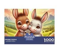 Cute Donkey Family Impossible Hard Difficult 1000 Pieces Adult Jigsaws - Donkey Family Love Field Educational Game Decompression for Gifts38x26cm/1000pcs