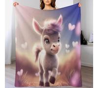 Cute Donkey Flannel Throw Blanket, Soft Warm, Lightweight Plush Blankets for Bed Sofa Couch Travel Nap 140×180cm