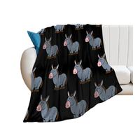 Cute Donkey Pattern Fleece Blanket Sofa Throw Soft Warm Quilt for Sofa Couch Bed 250g
