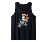 Cute Donkey Riding Motorcycle with Wheat Tank Top
