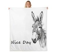 Cute Donkey Throw Blanket for Kids,Rustic Farmnhouse Fleece Throw Blanket for Bedroom Sofa Dorm Decor,Funny Animals Lightweight Bed Blankets,40 x 50 Inches