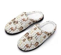 Cute Donkey Watercolor Men's Cotton Slippers Memory Foam Warm House Shoes for Indoor Outdoor 7-8（40-41）