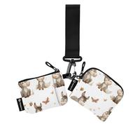 Cute Donkey White_4 Women's Wallets Card Cases Minimalist Identity Card Protector with Wristle Strap for Women Men 2 Pcs, Multicolor, 4.13"(L) x 3.5"(W), Travel Accessory