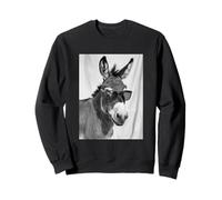 Cute Donkey with Sunglasses Cool Farm Animal Photo Booth Sweatshirt