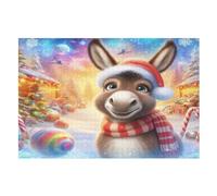 Cute Donkey Wooden Jigsaws Puzzles for Adults 1000 Jigsaw Puzzle, Decompressing Intellectual Educational Toy for Kids (75×50cm)
