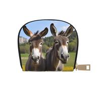 Cute Donkeys Leather Semi-Circular Card Bag, Compact and Convenient, Easy to Store