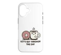 Cute Donut Coffee Let's Get Through Daily Grind Case for iPhone 16