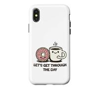 Cute Donut Coffee Let's Get Through Daily Grind Case for iPhone X/XS