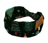 Cute Doodle Christmas Trees Seamless Pattern Sports Headbands for Women, Elastic Sports Hair Bands Nurse Wide Turban for Workouts Yoga Gym Tennis