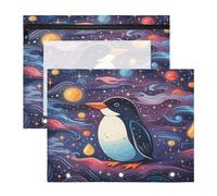 Cute Doodle Cute Penguin 3 Ring Binder Clear Binders Pencil Pouches Bags Case(2 Pack)