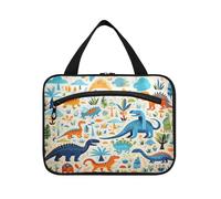 Cute Doodle Dinosaur Hanging Travel Toiletry Cosmetic Makeup Bag Large Capacity Foldable Storage Wash Bags for Women Girls Bathroom