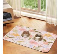 Cute Doodle Flowers Pattern Pet Feeding Mat 40x60cm