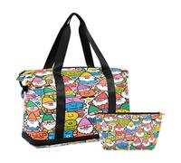 Cute Doodle Gnome Multifunctional Large Gym Bag Carry On Shoulder Weekend Tote with Adjustable Strap for Business Trips