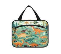 Cute Doodle Green Dinosaur Hanging Travel Toiletry Cosmetic Makeup Bag Large Capacity Foldable Storage Wash Bags for Women Girls Bathroom