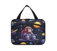 Cute Doodle Monkey Astronaut Hanging Travel Toiletry Cosmetic Makeup Bag Large Capacity Foldable Storage Wash Bags for Women Girls Bathroom