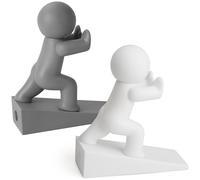 Cute Door Stopper, 2 Pack Buddy Door Stop, Flexible and Effective to Keep Your Door Open (White and Gray)