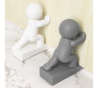 Cute Door Stopper, 2 Pack Door Stop, Flexible and Effective to Keep Your Door Open, White and Gray (Patented)