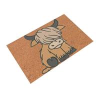 Cute Doormat - 24 Inch Highland Cow Welcome Mat | Non-Slip Polyester Entry Rug For Front Door & Hallway, Absorbent Bath Mat & Pet Sleeping Pad In Farmhouse Style, Colorful Animal Rug