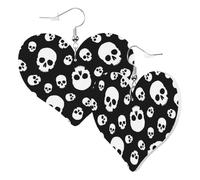 Cute Double-Sided Heart Earrings Bones Dangerous Funny Trendy Fun Faux Leather Dangle Earrings Jewellery Gift For Women Girls