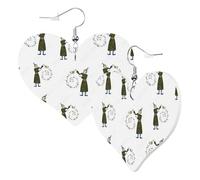 Cute Double-Sided Heart Earrings Cartoon Circus Children Trendy Fun Faux Leather Dangle Earrings Jewellery Gift For Women Girls