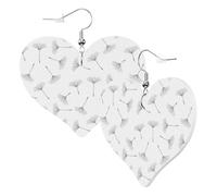 Cute Double-Sided Heart Earrings Dandelion Fly Seeds Trendy Fun Faux Leather Dangle Earrings Jewellery Gift For Women Girls