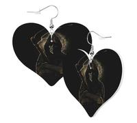 Cute Double-Sided Heart Earrings Grim Reaper Dark Death Trendy Fun Faux Leather Dangle Earrings Jewellery Gift For Women Girls