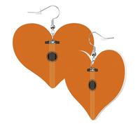 Cute Double-Sided Heart Earrings Guitar Art Minimalism Trendy Fun Faux Leather Dangle Earrings Jewellery Gift For Women Girls