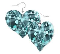 Cute Double-Sided Heart Earrings Molecular Atom Cell Technology Trendy Fun Faux Leather Dangle Earrings Jewellery Gift For Women Girls
