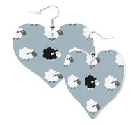 Cute Double-Sided Heart Earrings White Black Sheep Trendy Fun Faux Leather Dangle Earrings Jewellery Gift For Women Girls