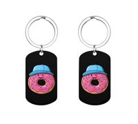 Cute Doughnut Donut Wearing Hat Custom Keychains for Men Women Funny Key Chain Accessory Backpack Purse Bag Charms Gifts