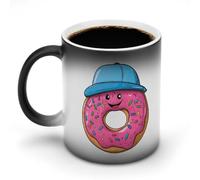 Cute Doughnut Donut Wearing Hat Cute Color Changing Mug Ceramic Heat Sensitive Mugs Magic Coffee Cup with Handle 12 Oz