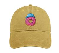 Cute Doughnut Donut Wearing Hat Vintage Baseball Cap Golf Dad Hats Adjustable SnapBack Cap for Men Women Sports Outdoor