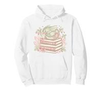 Cute Dragon Books Fantasy Reader Pastel Strawberries Pullover Hoodie