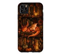 Cute Dragon Bookshelf Cottagecore Fall Pumpkin Cozy Fantasy Case for iPhone 11 Pro Max