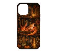 Cute Dragon Bookshelf Cottagecore Fall Pumpkin Cozy Fantasy Case for iPhone 12 mini
