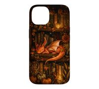 Cute Dragon Bookshelf Cottagecore Fall Pumpkin Cozy Fantasy Case for iPhone 14