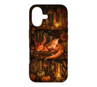 Cute Dragon Bookshelf Cottagecore Fall Pumpkin Cozy Fantasy Case for iPhone 17